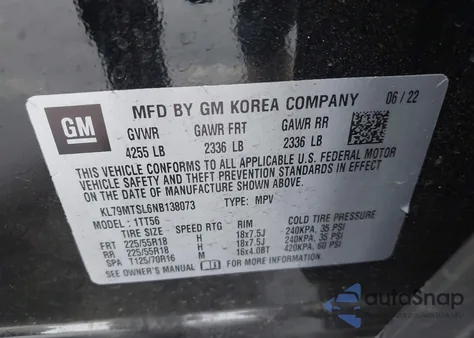 2022 Chevrolet Trailblazer Fwd Rs из США, поврежденный, VIN KL79MTSL6NB138073